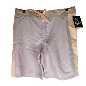 Art Class Swim Trunks Boys Pink Colorblock UPF 50+ Drawstring Shorts 14 Husky